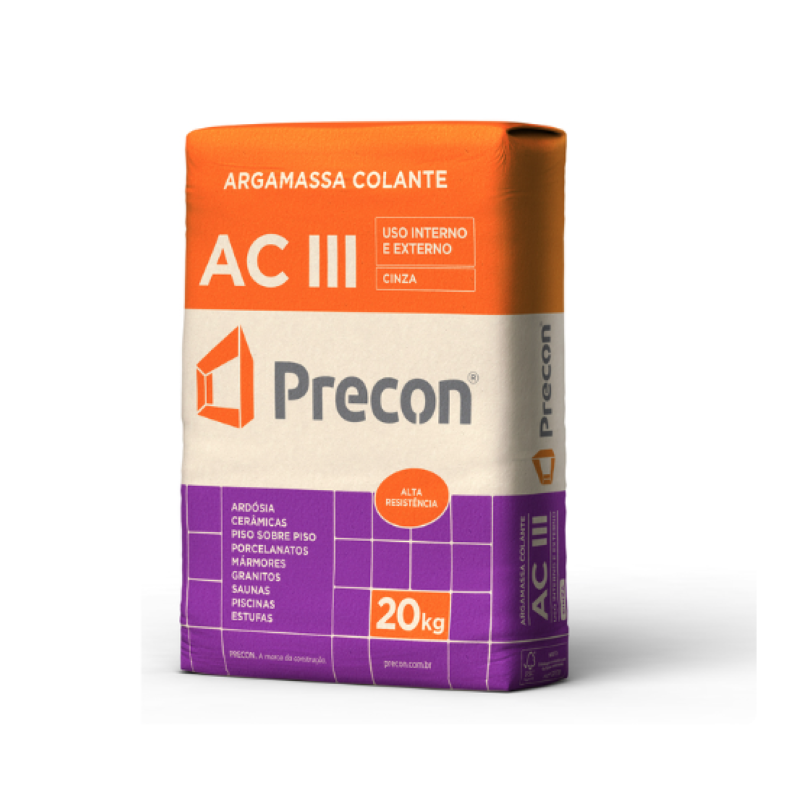 Argamassa ACIII Interno e Externo Cinza 20kg Precon