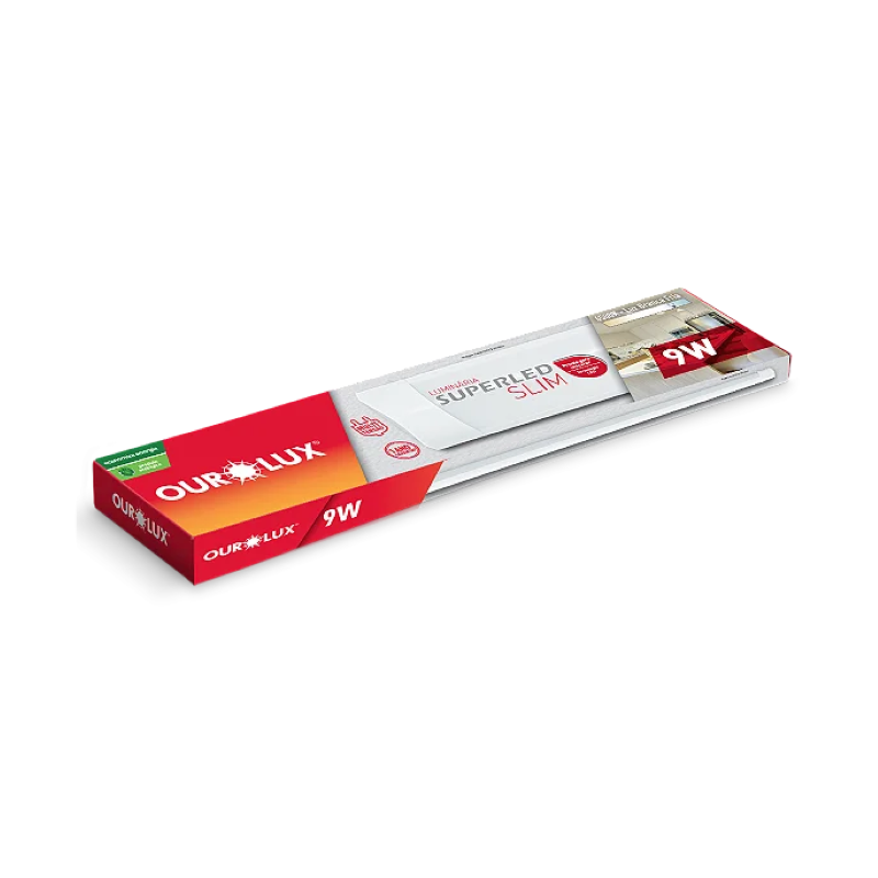Luminária Led Slim 30cm 9W Bivolt 6500k Ourolux